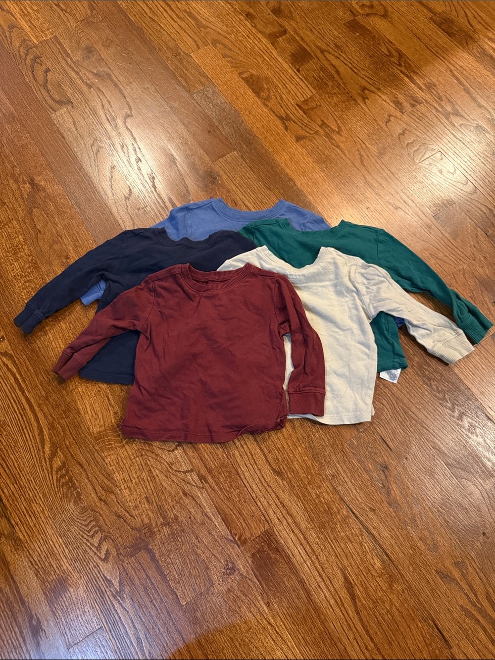Old Navy Kids Long-Sleeve Tee Pack - Burgundy, Navy, Blue, Green, Cream